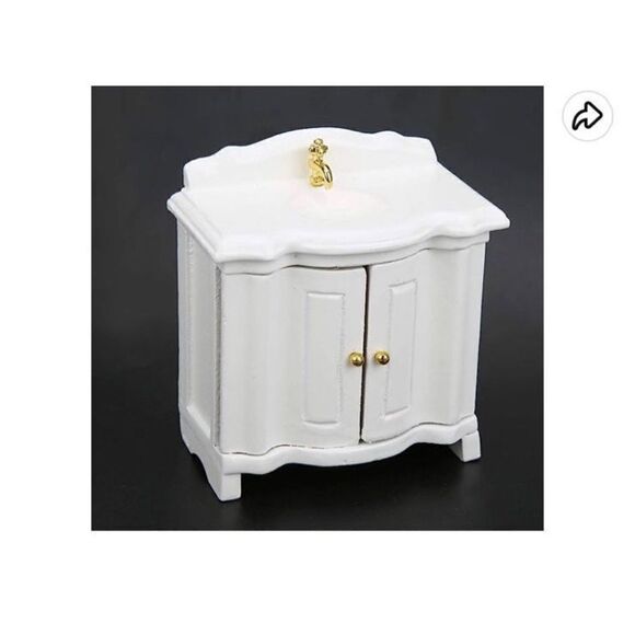 Dollhouse White Bathroom Vanity 1:12 Scale New - Picture 5 of 11